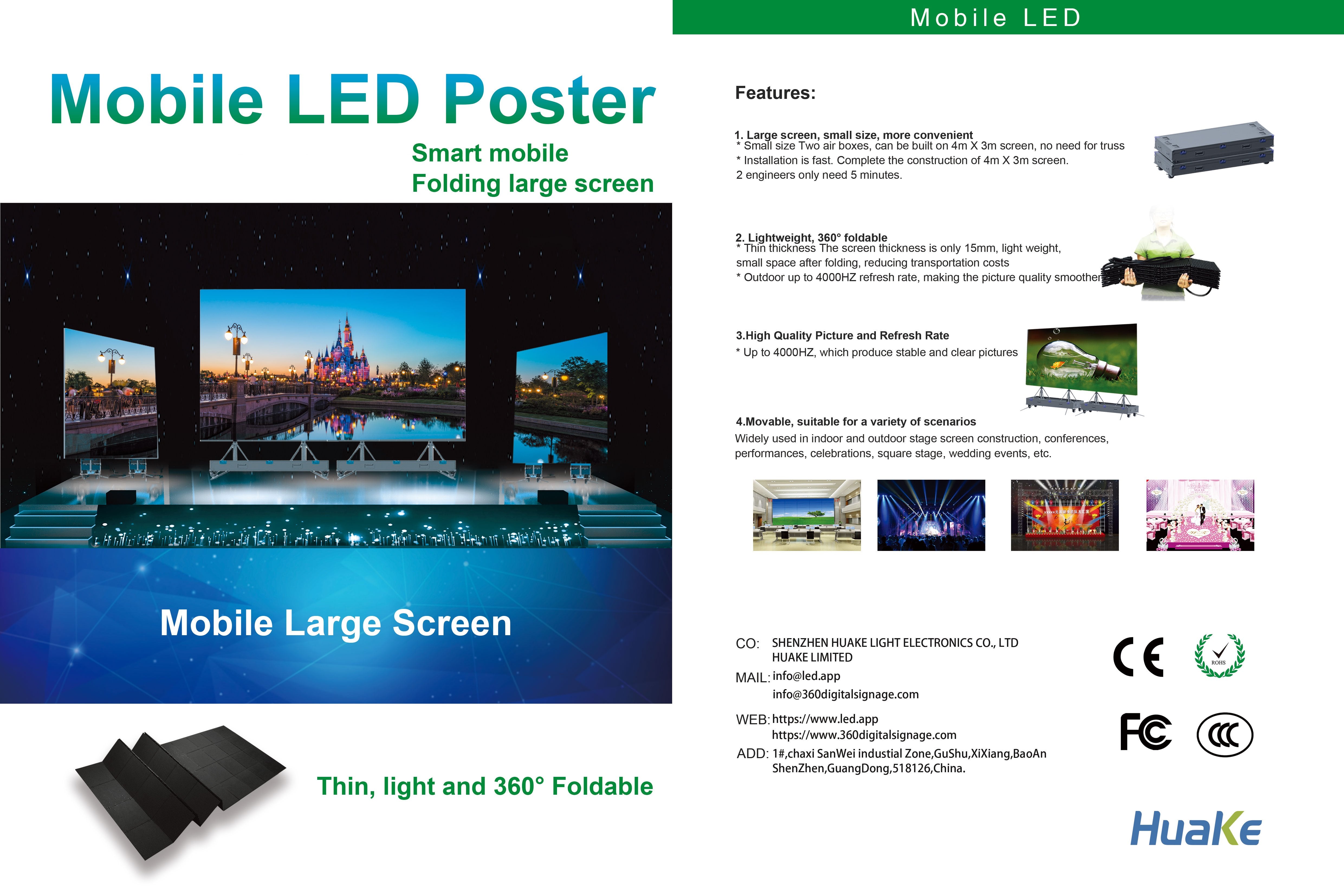 EP-M Series 2SQM Kit Indoor 3.9mm Foldable Mobile LED Poster Remote Controlled LED Display Screen in Moveable Airflight Case