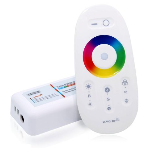 Image of 12V-24V DC 2.4G RF Wireless RGB LED Controller for RGB LED Strips with Touch Color Ring Remote