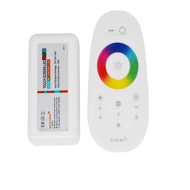 12V-24V DC 2.4G RF Wireless RGB LED Controller for RGB LED Strips with Touch Color Ring Remote