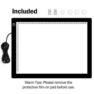 A4 LED Light Pad, Ultra Thin Portable LED Light Tracer, Full Range Dimmable with USB Power Cable