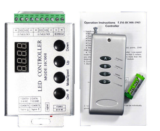 Aluminum Shell LED Controller 4 Key RF Wireless Remote Pixel SPI Controller for Addressable Dream Color RGB/RGBW LED Lights DC5-24V