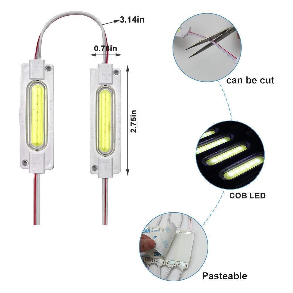 20pcs/pack LED Modules String with COB 2W LED 160°Beam DC12V 100LM 2W Module Light Waterproof IP65 with Adhesive Tape Back