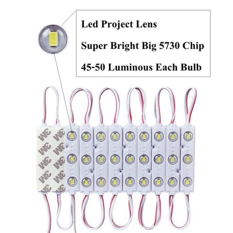 Image of 20pcs/pack LED Modules String with 5730 3 LED 160°Beam DC12V 90LM 1.5W Module Light  Waterproof IP67 with Adhesive Tape Back