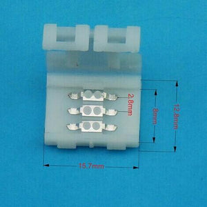 10PCS PACK Dual White LED Strip Connectors Solderless Snap Down 3 Conductor Connectors for 8mm Wide SMD3528 2835 Dual White Color Flex LED Strips