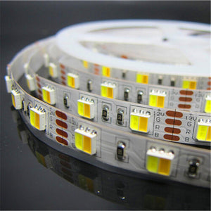 12VDC SMD5050-300-PWW 2 in 1 Dual White Color Temp-Adjustable Flexible LED Strip Light 60 LEDs Per Meter