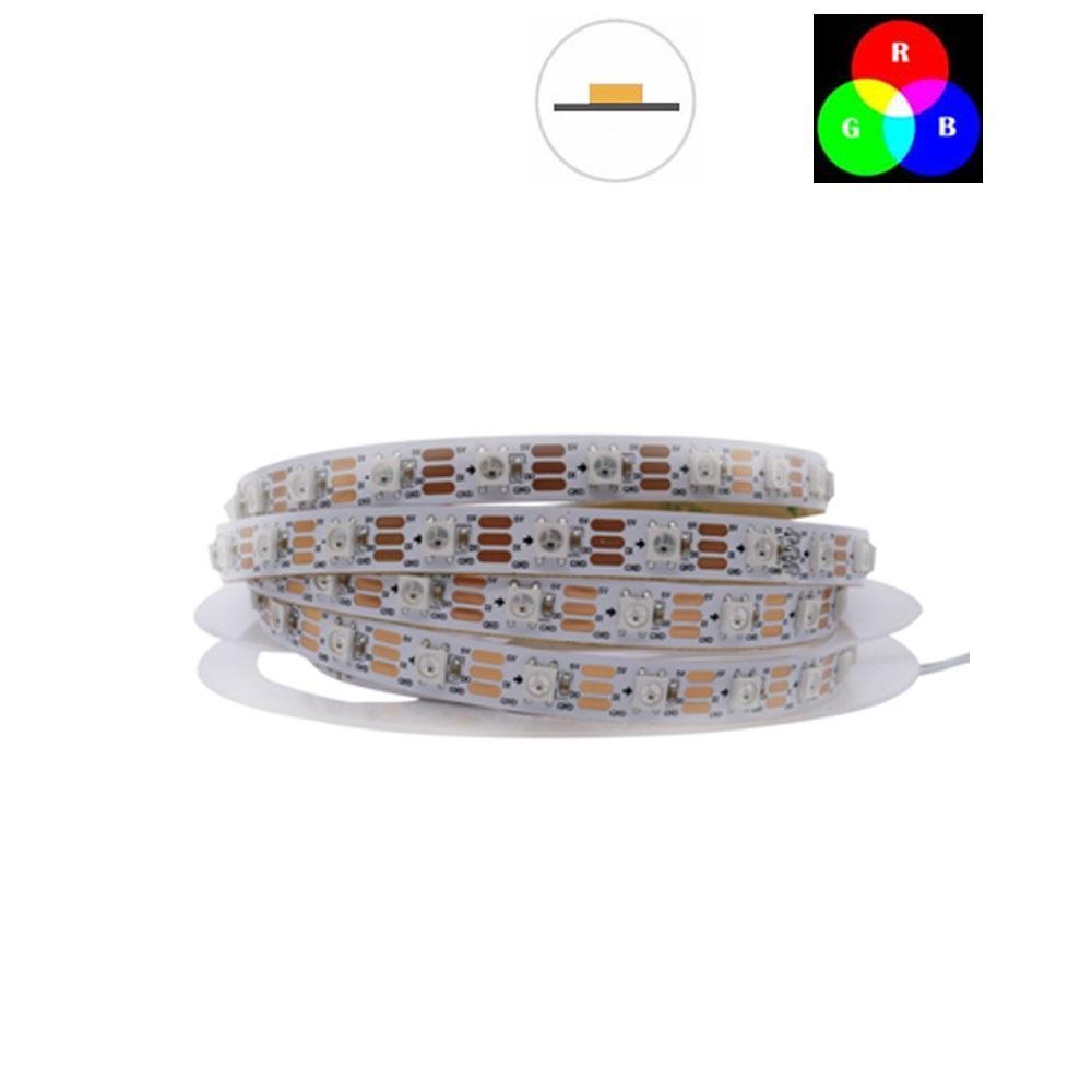 DC 5V TM1914 Breakpoint Continuingly 5050 RGB Color Changing Addressable LED Strip Light 16.4 Ft (500cm) 60LED/Mtr LED Pixel Flexible Tape White PCB