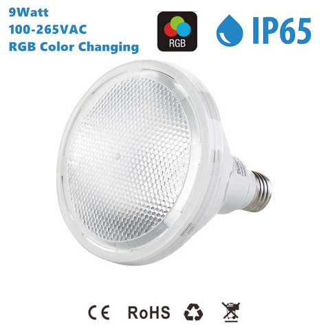 Image of Outdoor PAR38 LED Light Bulb 9W RGB Color Changing Light 60-degree Beam E27/E26 AC100-265V Non-Dimmable Waterproof IP65 Par Light