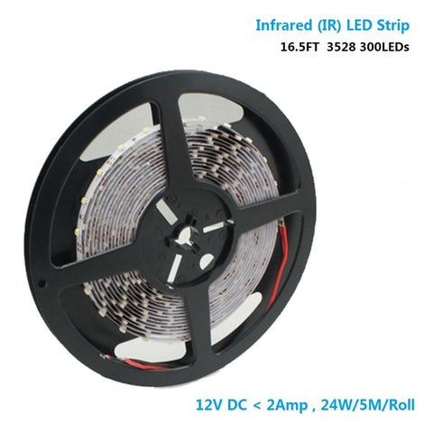 Image of DC12V SMD3528-300-IR InfraRed (850nm/940nm) Single Chip Flexible LED Strips 60LEDs 4.8W Per Meter