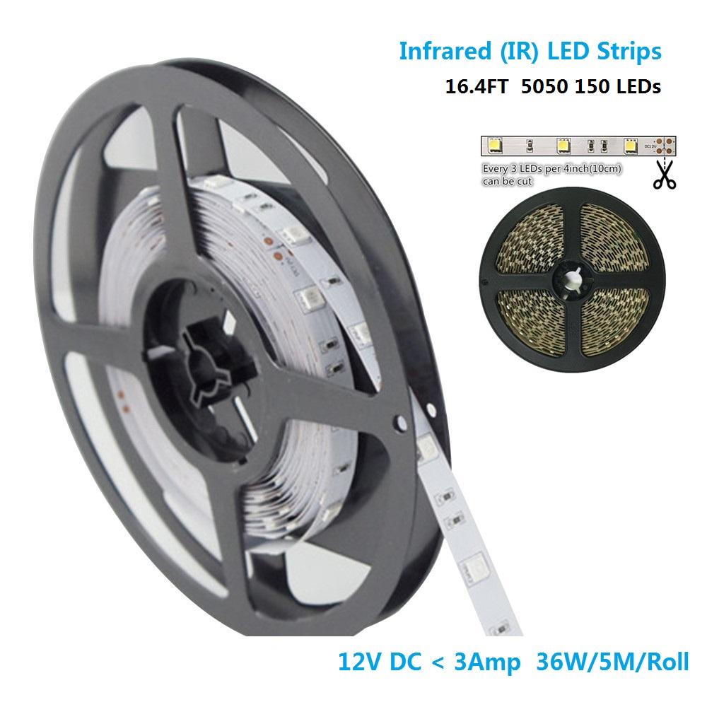 DC12V SMD5050-150-IR InfraRed (850nm/940nm) Tri-Chip Flexible LED Strips 30LEDs 7.2W Per Meter