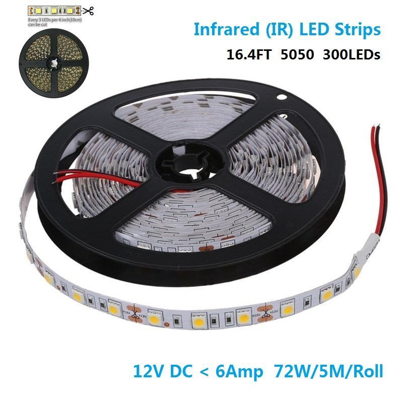 DC12V SMD5050-300-IR InfraRed (850nm/940nm) Tri-Chip Flexible LED Strips 60LEDs 14.4W Per Meter
