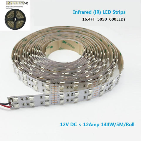 Image of DC12V SMD5050-600-IR InfraRed (850nm/940nm) Tri-Chip Double Row Flexible LED Strips 120LEDs 28.8W Per Meter
