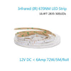 DC 12V Dimmable 670NM Red SMD2835-300 Flexible LED Strips 60 LEDs Per Meter 8mm Width 12W Per Meter