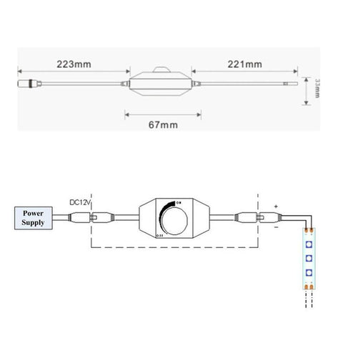 Image of DC 12V-24V 6Amp Rotary Switch Inline Dimmer