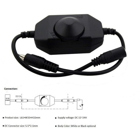 Image of DC 12V-24V 6Amp Rotary Switch Inline Dimmer