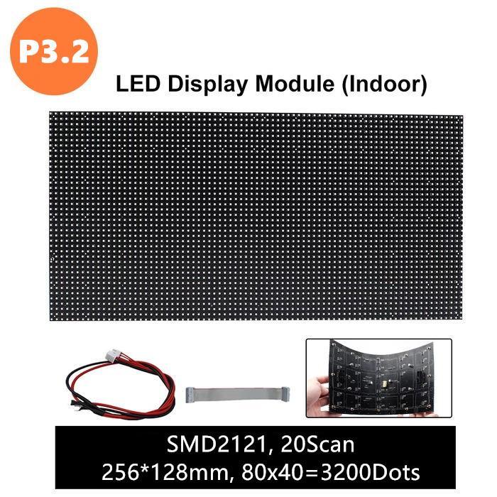 M-F3.2 (P3.2 ) Bare Board LED Module, 3.2mm Full RGB Digital Pixel Panel Screen in 256 * 128 mm with 3200 dots, 1/20 Scan, 800 Nits for Indoor Display