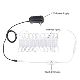 DIY Hollywood Style LED Vanity Mirror Lights Kit Dimmable Lighting, 10FT/20W-60leds, Daylight White, Waterproof IP67 with dimmable and power supply