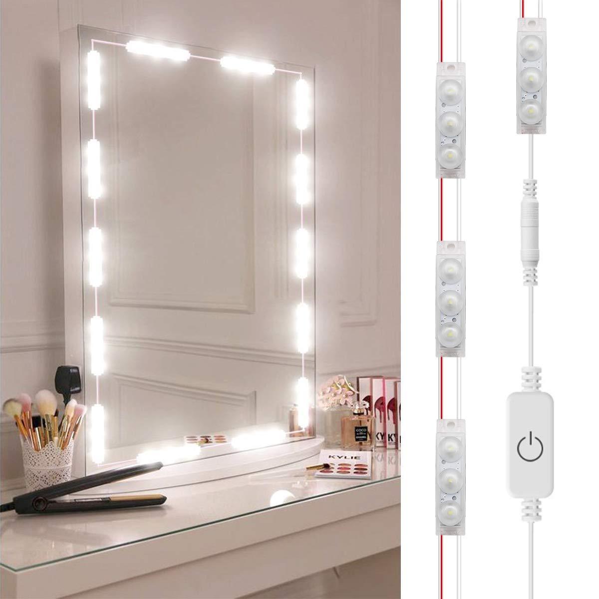 DIY Hollywood Style LED Vanity Mirror Lights Kit Dimmable Lighting, 10FT/20W-60leds, Daylight White, Waterproof IP67 with dimmable and power supply