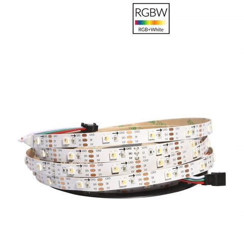 Image of DC 5V SK6812 Individually Addressable LED Strip Light 5050 RGBW 16.4 Feet (500cm) 30LED/Meter LED Pixel Flexible Tape White PCB