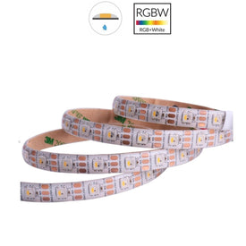 DC 5V SK6812 Individually Addressable LED Strip Light 5050 RGBW 16.4 Feet (500cm) 60LED/Meter LED Pixel Flexible Tape White PCB