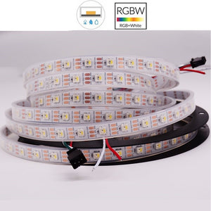 DC 5V SK6812 Individually Addressable LED Strip Light 5050 RGBW 16.4 Feet (500cm) 60LED/Meter LED Pixel Flexible Tape White PCB