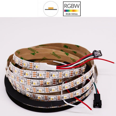 Image of DC 5V SK6812 Individually Addressable LED Strip Light 5050 RGBW 16.4 Feet (500cm) 60LED/Meter LED Pixel Flexible Tape White PCB