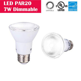 LED PAR20 7W 50W-equivalent CRI80 500LM 40° Beam Dimmable 100-130V AC LED Light Bulb