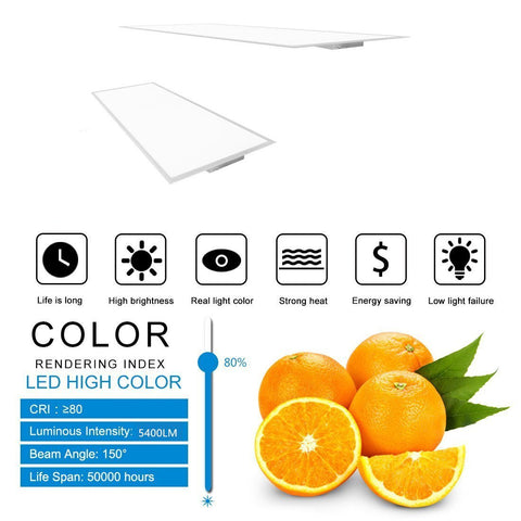 Image of 2'x4' (595x1195mm) 60W LED Panel Light in 0.39'' (10mm) Thick White Trim Flat Sheet Panel Lighting Board Super Bright Ultra Thin Glare-Free