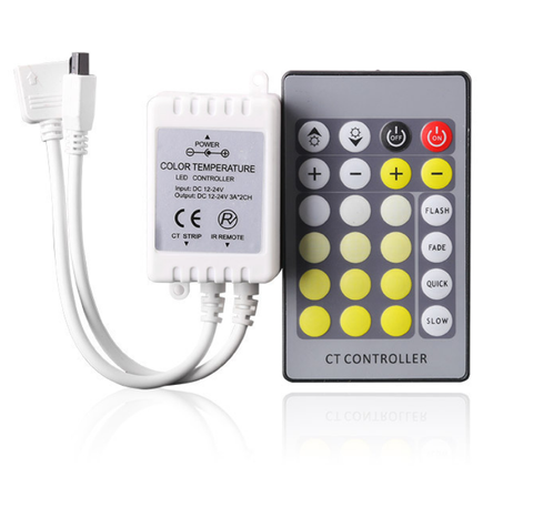 Image of 24Key IR Remote Controller for Dual White LED Strip Lights DC12V-24V LED Strip Controller