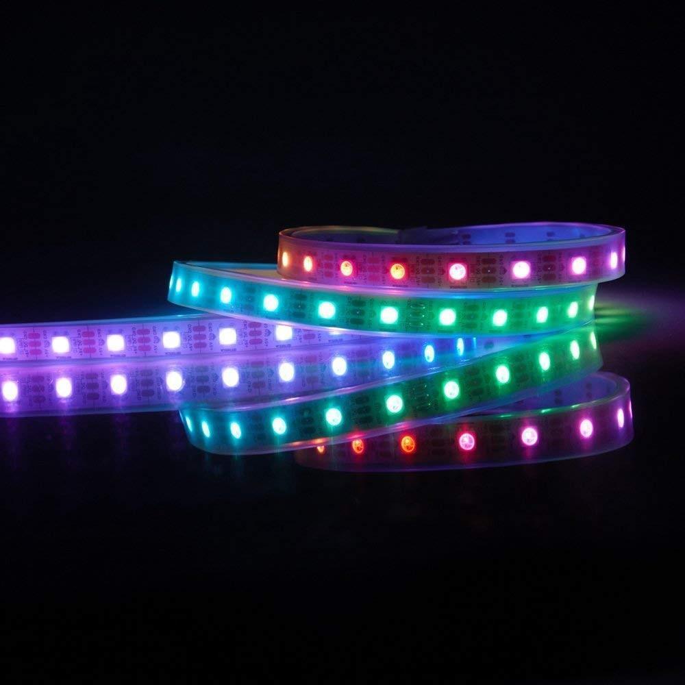 DC 5V SK6812 Individually Addressable LED Strip Light 5050 RGB 16.4 Feet (500cm) 60LED/Meter LED Pixel Flexible Tape White PCB