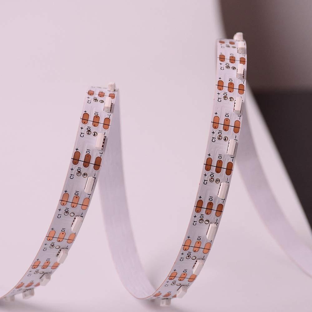 DC 5V 5Meter (16.4Ft) Side Emitting RGB SMD4020 SK6812 Individually Addressable LED Strip Light 60LED/Meter LED Pixel Flexible Tape White PCB