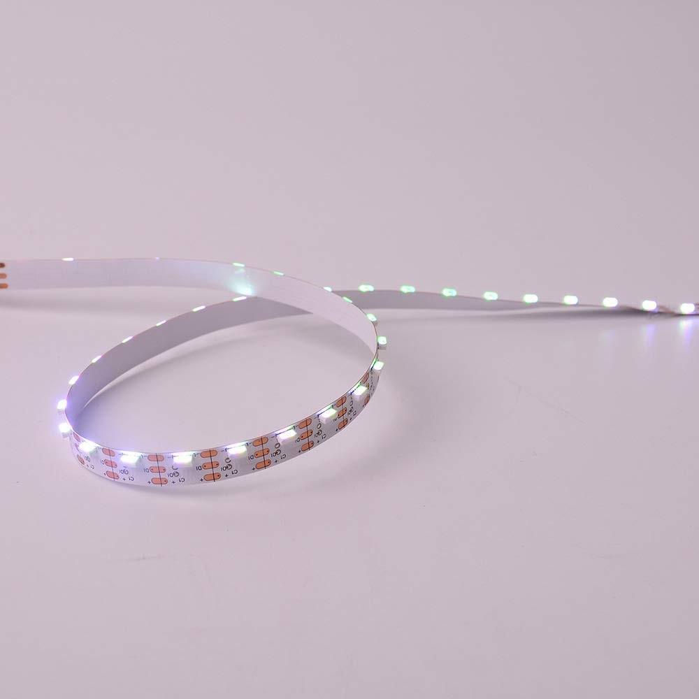 DC 5V 5Meter (16.4Ft) Side Emitting RGB SMD4020 SK6812 Individually Addressable LED Strip Light 60LED/Meter LED Pixel Flexible Tape White PCB