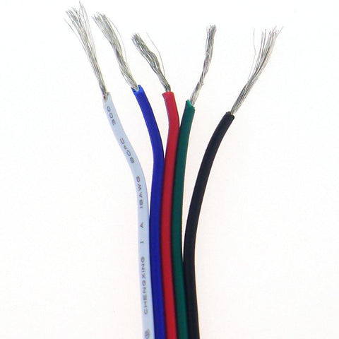 22Guage RGBW RGBWW LED Strip Extension Cable 5pin 5Color Stand Wire Bonded Flat Cable for SMD5050 RGBW RGBWW Color