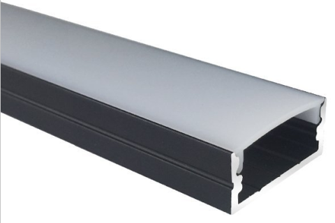 Image of 5/10/25/50 Pack Black U04 10x23mm U-Shape Internal Width 20mm LED Aluminum Channel System with Cover, End Caps and Mounting Clips Aluminum Extrusion for LED Strip Light Installations