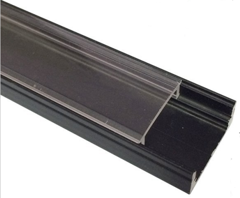 Image of 5/10/25/50 Pack Black U02 9x17mm U-Shape Internal Profile Width 12mm LED Aluminum Channel System with Cover, End Caps and Mounting Clips for LED Strip Light Installations