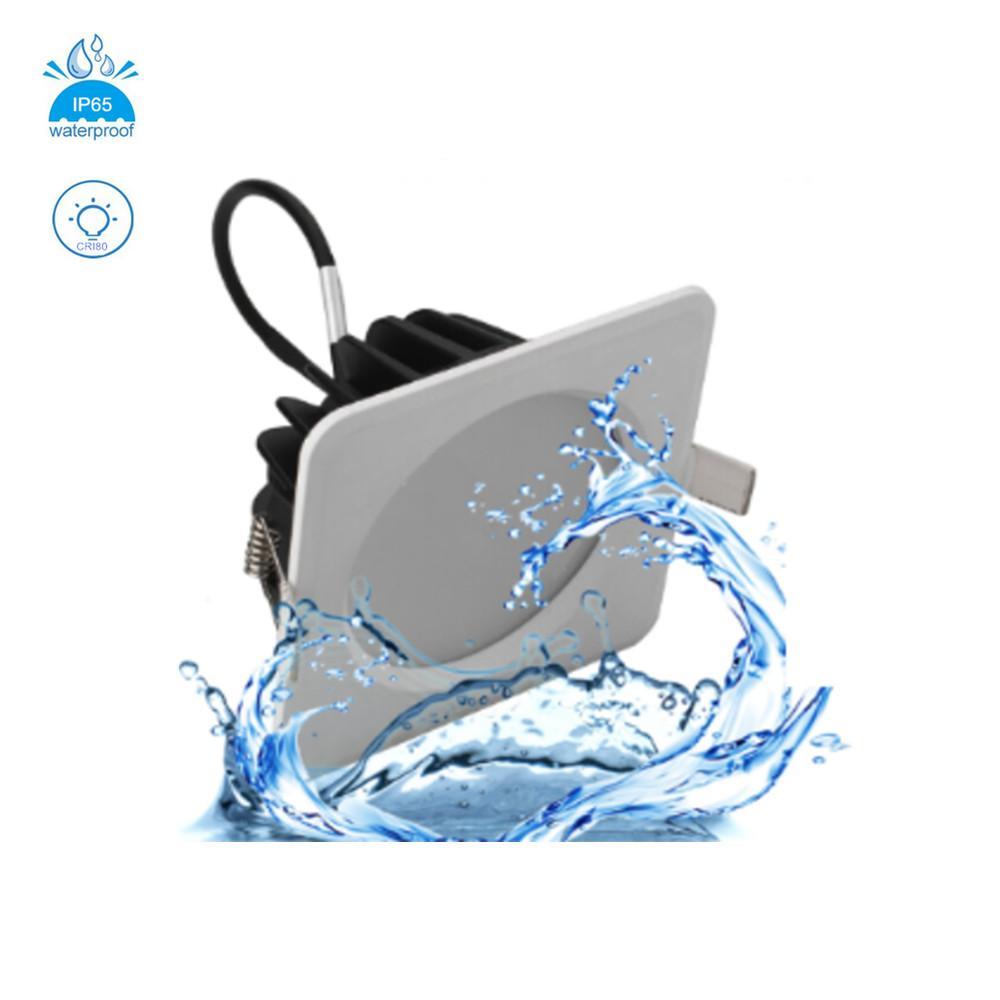 5W/7W/9W/12W/15W Waterproof IP65 Non-dimmable CRI>80 Square Shape Recessed LED Downlight Fixture Fit for Shower, Suana and Outdoor Lighting