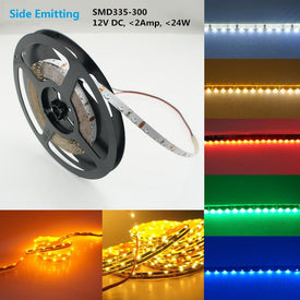 12V DC SMD335-300 Side View Flexible LED Strips 60 LEDs Per Meter 8mm Wide FPCB LED Tape