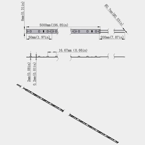 365nm & 380nm SMD3528-300 12V 2A 24W UV (Ultraviolet) LED Strip Light Flex White PCB Tape for UV Curing, Currency Validation, Medical Field