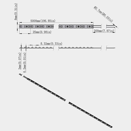 365nm & 380nm SMD3528-600 12V  4A 48W UV (Ultraviolet) LED Strip Light  Flex White PCB Tape Ideal for UV Curing, Currency Validation, Medical Field