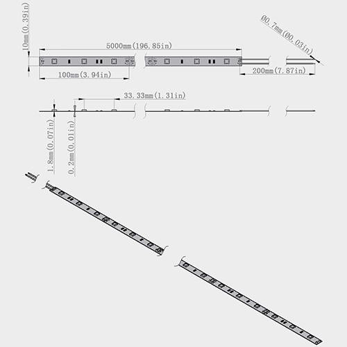 365nm & 380nm SMD5050-150 12V 3A 36W UV (Ultraviolet) LED Strip Light  Flex White PCB Ideal for UV Curing, Currency Validation, Medical Field