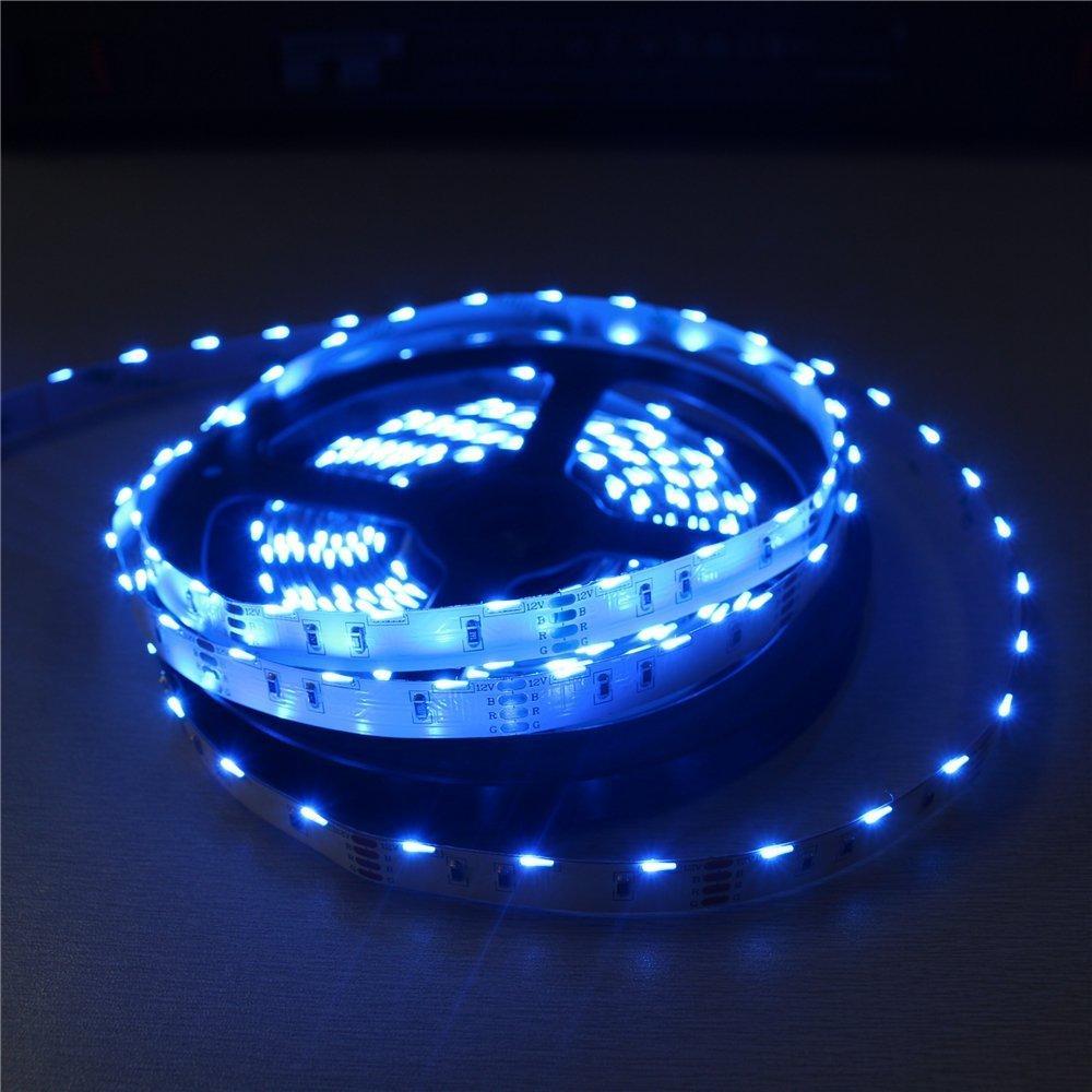 DC12V  SMD020 Side Emitting RGB Color Changing LED Strip Lights 60LEDs Per Meter 10mm White PCB Flexible Adhesive Tape