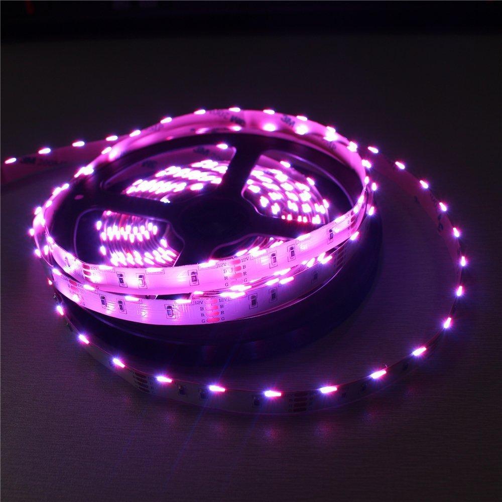 DC12V  SMD020 Side Emitting RGB Color Changing LED Strip Lights 60LEDs Per Meter 10mm White PCB Flexible Adhesive Tape