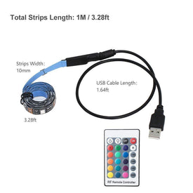 5V 1M/3.3ft LED TV Backlights USB Powered Bias Lighting Kit with RF Remote Controller (16 Colors and 4 Dynamic Modes) for HDTV/PC Monitor/Home Theater