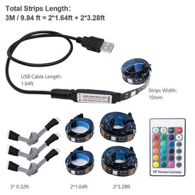 5V 3M/9.9ft LED TV Backlights USB Powered Bias Lighting Kit with RF Remote Controller (16 Colors and 4 Dynamic Modes) for HDTV/PC Monitor/Home Theater
