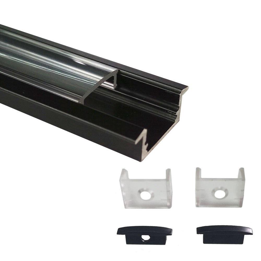 5/10/25/50 Pack Black U01 9x23mm U-Shape Internal Profile Width 12mm LED Aluminum Channel System with Cover, End Caps and Mounting Clips for LED Strip Light Installations