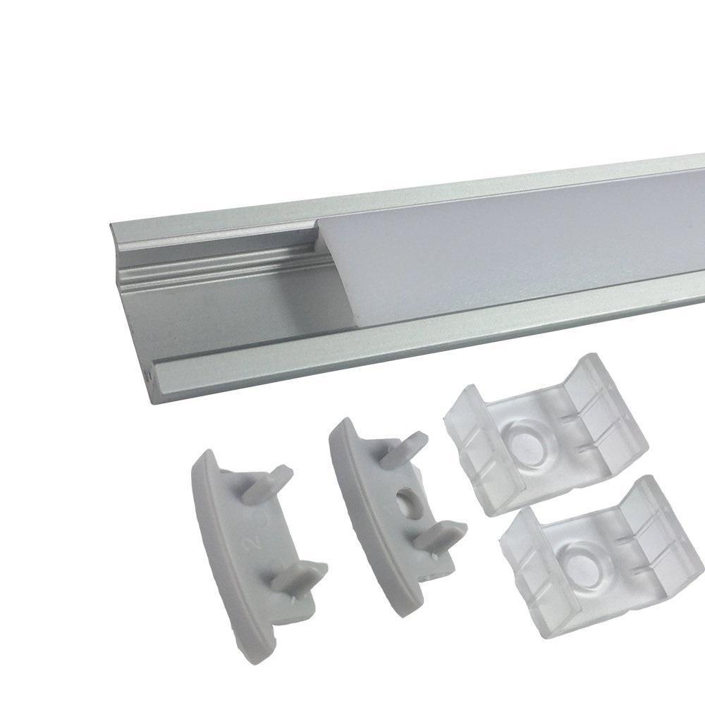 5/10/25/50 Pack Silver U01 9x23mm U-Shape Internal Profile Width 12mm LED Aluminum Channel System with Cover, End Caps and Mounting Clips for LED Strip Light Installations