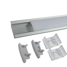 5/10/25/50 Pack Silver U01 9x23mm U-Shape Internal Profile Width 12mm LED Aluminum Channel System with Cover, End Caps and Mounting Clips for LED Strip Light Installations