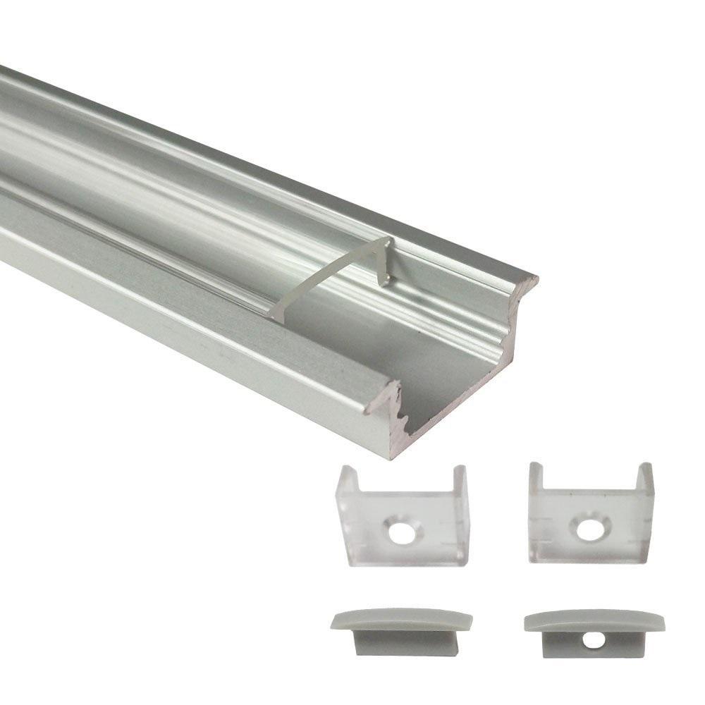 5/10/25/50 Pack Silver U01 9x23mm U-Shape Internal Profile Width 12mm LED Aluminum Channel System with Cover, End Caps and Mounting Clips for LED Strip Light Installations