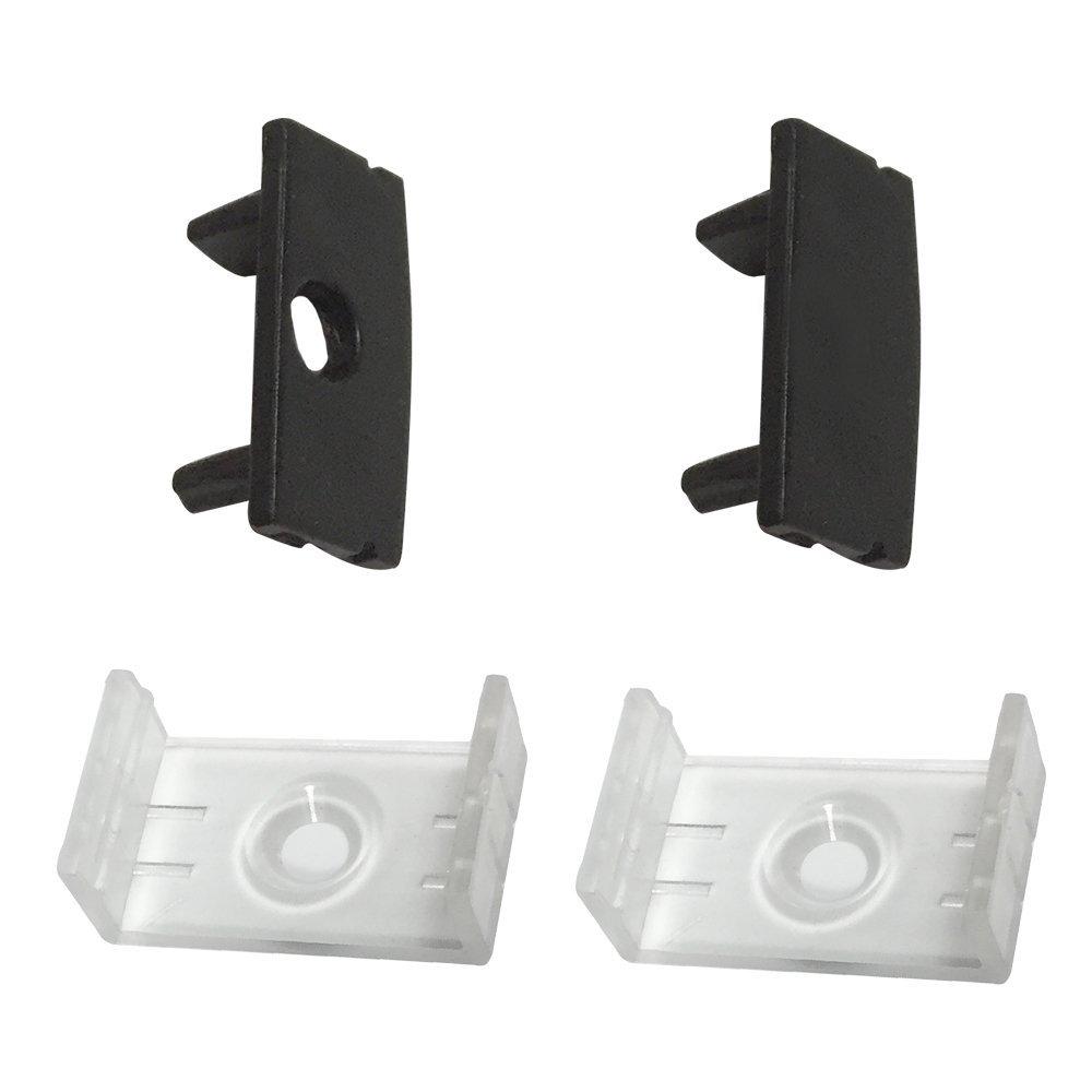 5/10/25/50 Pack Black U02 9x17mm U-Shape Internal Profile Width 12mm LED Aluminum Channel System with Cover, End Caps and Mounting Clips for LED Strip Light Installations