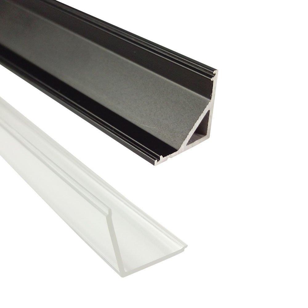 5/10/25/50 Pack Black V01 16x16mm V-Shape Vertical Angle Cover Internal Width 12mm Corner Mounting LED Aluminum Channel with End Caps and Mounting Clips Aluminum Extrusion