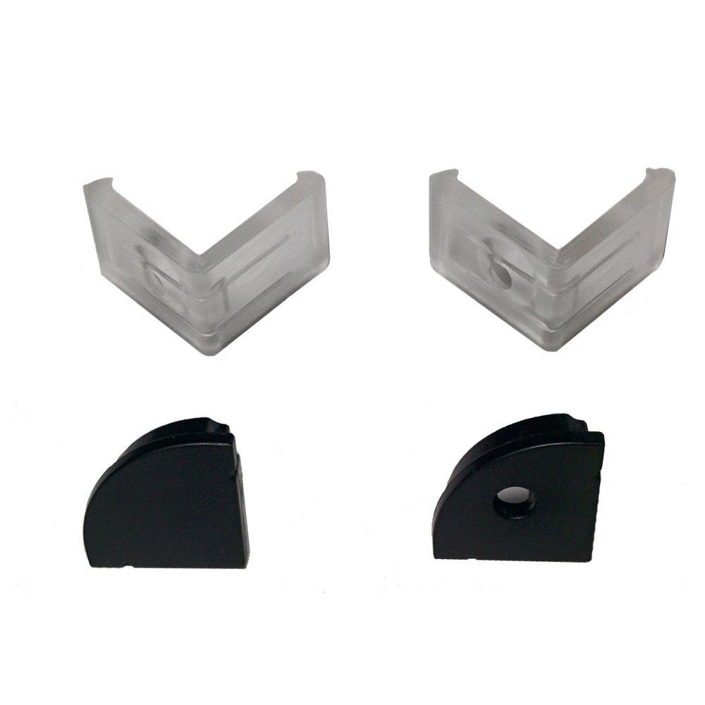 5/10/25/50 Pack Black V02 16x16mm V-Shape Curved Cover Channel Internal Width 12mm Corner Mounting LED Aluminum Channel with End Caps and Mounting Clips Aluminum Profile